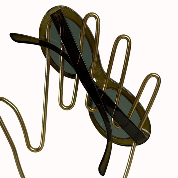 Avocado Green Oval Sunglasses Vintage Designer Inspired Dark Lenses Timeless - Picture 3 of 12